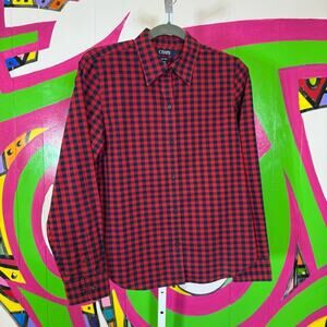 Chaps Red and Black Casual Button Down Shirt. Size Medium. Excellent condition!